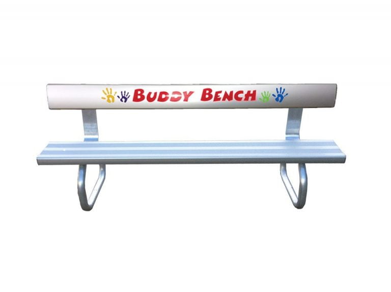 Plain Buddy Bench With Custom Sign Colour Bab Aluminium